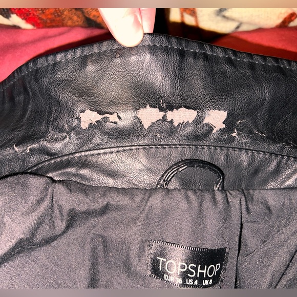 Top Shop - Black Faux Leather Moto Jacket - Size US 4 - Picture 10 of 10